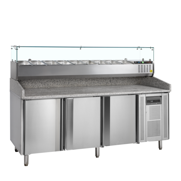 Tefcold Tefcold PT1300 + GVC38-200 | Pizzatafel incl. unit voor toppings | 565L | +2 tot +10°C | Energielabel C | 2045 x 800 x 1445mm