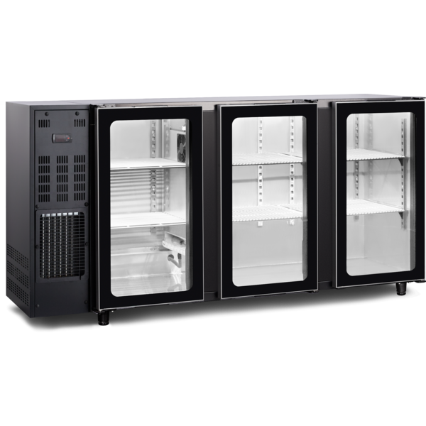 Tefcold Tefcold TBC3G 206B | Barkast met glas deuren (FGB351/206V) | 392L | +2 tot +8°C | Energielabel C | 2065 x 565 x 890mm
