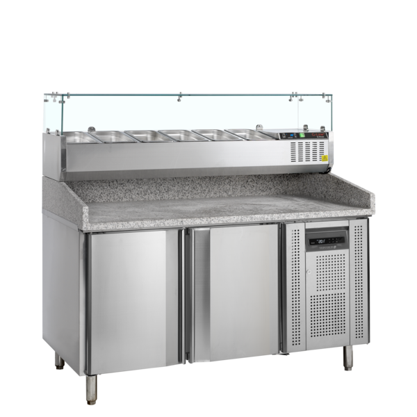 Tefcold Tefcold PT1200 + GVC38-150 | Pizzatafel incl. unit voor toppings | 370L | +2 tot +10°C | Energielabel B | 1510 x 800 x 1448mm
