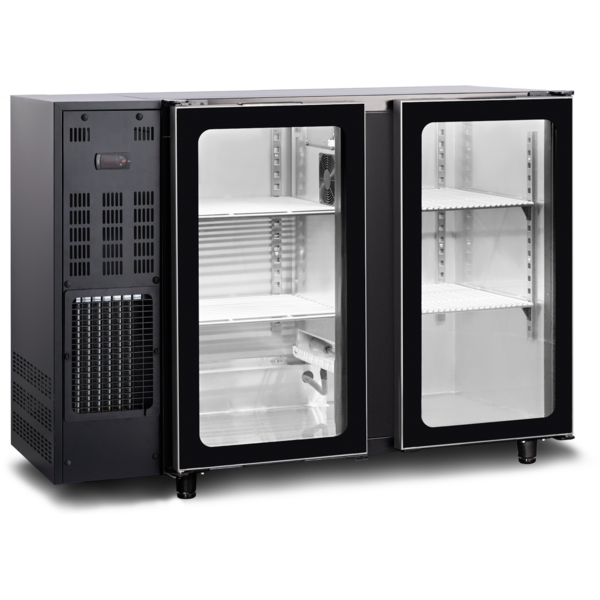 Tefcold Tefcold TBC2G 125B | Barkast met glas deuren (FGB240/125V) | 204L | +2 tot +8°C | Energielabel C | 1255 x 565 x 890mm