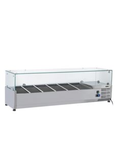 Tefcold Tefcold VRX1400(380) | Gekoelde opzetvitrine voor bakken GN1/3 | L | +2 tot +10°C | 1400 x 380 x 495mm