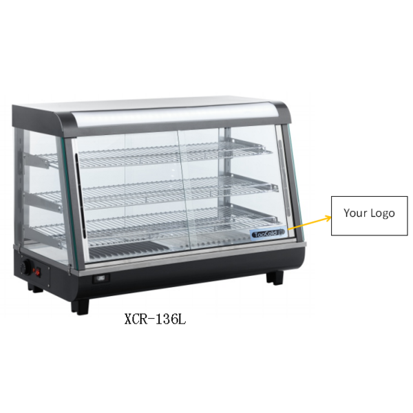 Tefcold Tefcold RCR-136 HOT | Warmhoud vitrine 4 zijden glas | 904 x 486 x 636mm