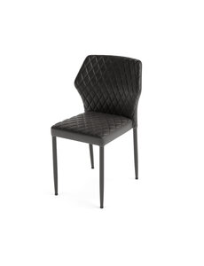 Veba Louis - Stapelbare stoel met kunstlederen bekleding | Zwart | 49x56x80(H)cm | 52003