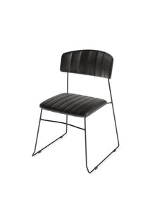 Veba Mundo - Stapelbare stoel met kunstlederen bekleding | Zwart | 48x57x78(H)cm | 53002