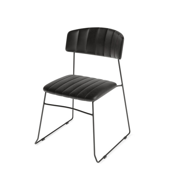 Veba Mundo - Stapelbare stoel met kunstlederen bekleding | Zwart | 48x57x78(H)cm | 53002