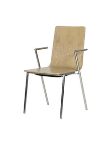 Veba Fortis - Stapelbare conferentie armstoel | Stainless Steel Matt/Hout | 53x60x89(H)cm | 151586
