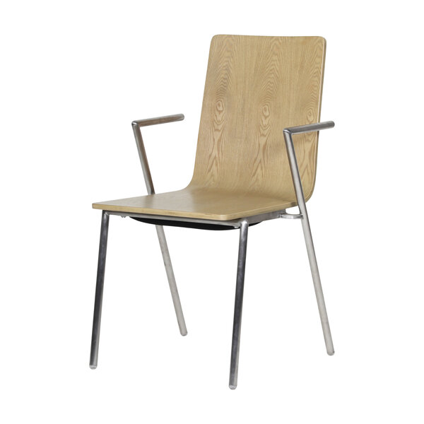 Veba Fortis - Stapelbare conferentie armstoel | Stainless Steel Matt/Hout | 53x60x89(H)cm | 151586