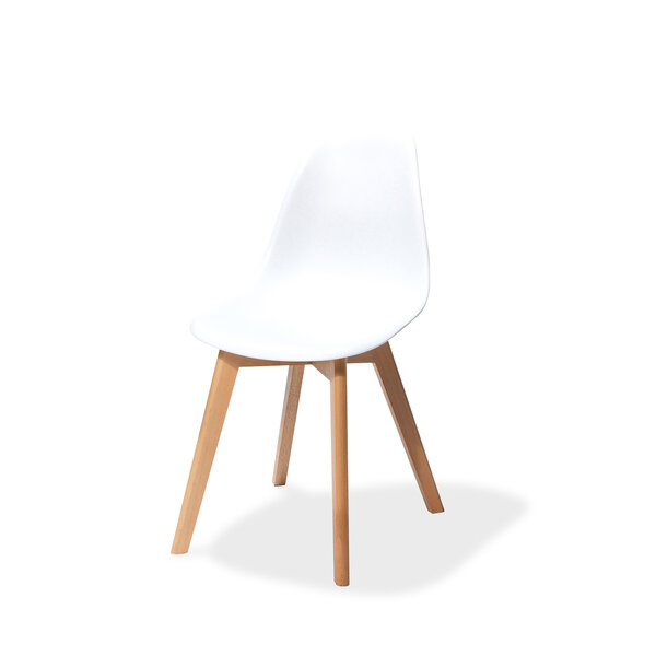 Veba Keeve - Stoel met stapelbaar frame - Polypropylene kuip | Hout/Wit | 47x53x83(H)cm | 505F01SW