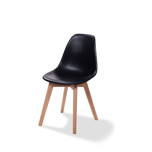 Veba Keeve - Stoel met stapelbaar frame - Polypropylene kuip | Hout/Zwart | 47x53x83(H)cm | 505F01SB