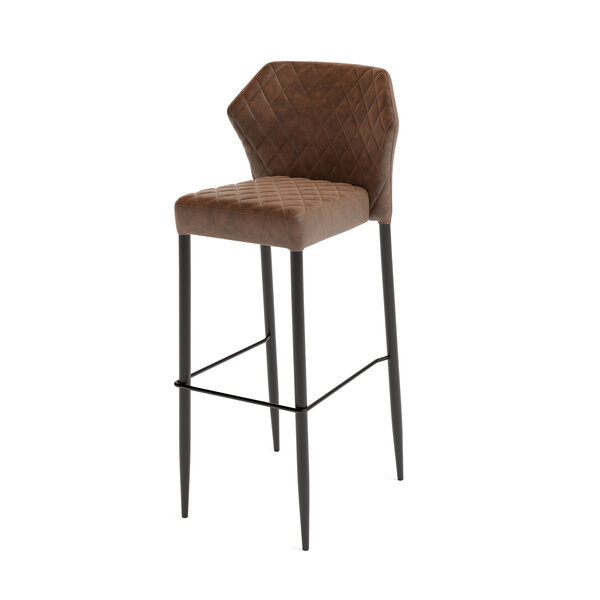 Veba Louis - Stapelbare barstoel met kunstlederen bekleding | Cognac | 46x49x109(H)cm | 52101
