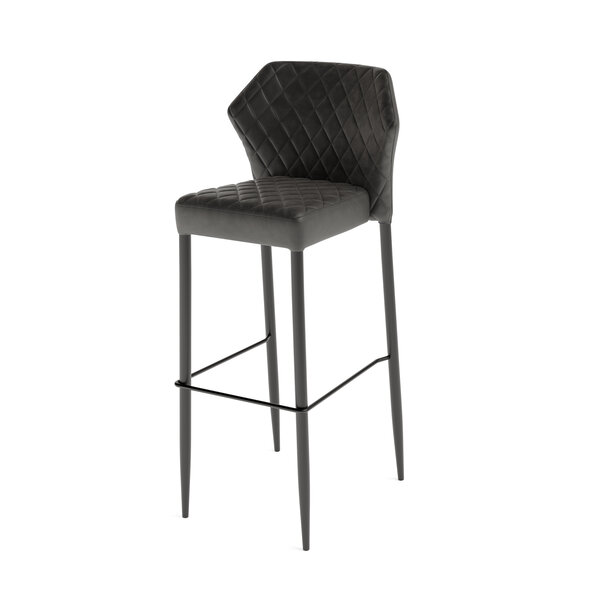 Veba Louis - Stapelbare barstoel met kunstlederen bekleding | Zwart | 46x49x109(H)cm | 52103