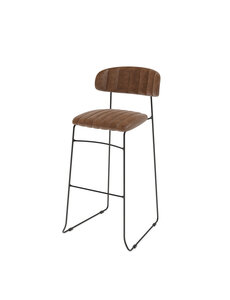 Veba Mundo - Stapelbare barstoel met kunstlederen bekleding | Cognac | 46.5x49x105(H)cm | 53101