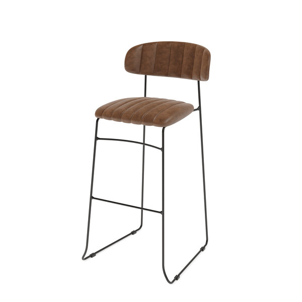 Veba Mundo - Stapelbare barstoel met kunstlederen bekleding | Cognac | 46.5x49x105(H)cm | 53101