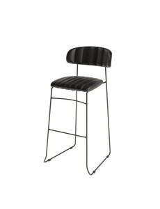 Veba Mundo - Stapelbare barstoel met kunstlederen bekleding | Zwart | 46.5x49x105(H)cm | 53102
