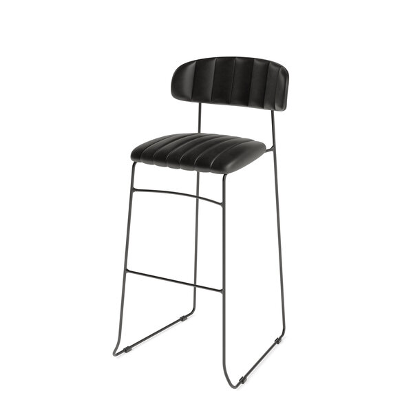 Veba Mundo - Stapelbare barstoel met kunstlederen bekleding | Zwart | 46.5x49x105(H)cm | 53102