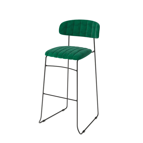 Veba Mundo - Stapelbare barstoel met velours bekleding | Groen | 46.5x49x105(H)cm | 53103