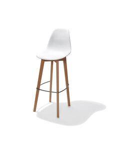 Veba Keeve - Barstoel met stapelbaar frame - Polypropylene zitting | Hout/Wit | 47x53x119(H)cm | 506F01SW