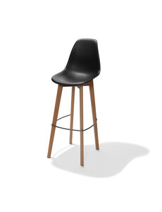 Veba Keeve - Barstoel met stapelbaar frame - Polypropylene zitting | Hout/Zwart | 47x53x119(H)cm | 506F01SB