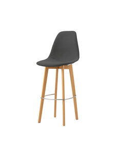Veba Keeve - Barstoel met stapelbaar frame - Gestoffeerde zitting | Hout/Donker grijs | 47x53x119(H)cm | 506F159532