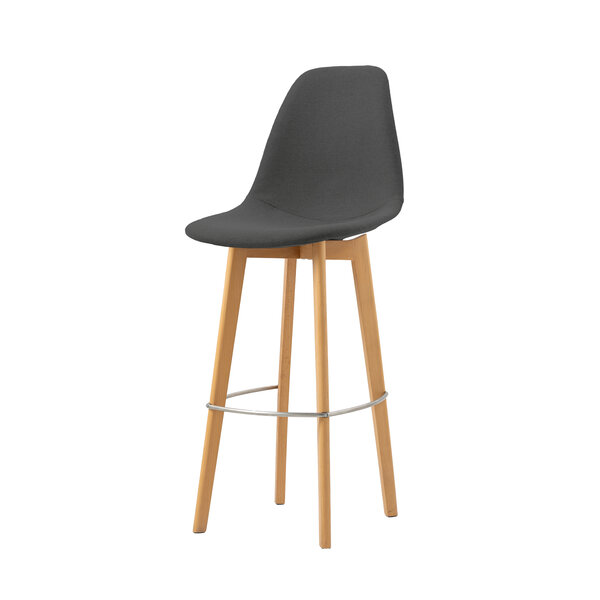 Veba Keeve - Barstoel met stapelbaar frame - Gestoffeerde zitting | Hout/Donker grijs | 47x53x119(H)cm | 506F159532