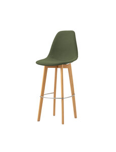 Veba Keeve - Barstoel met stapelbaar frame - Gestoffeerde zitting | Hout/Groen | 47x53x119(H)cm | 506F159552