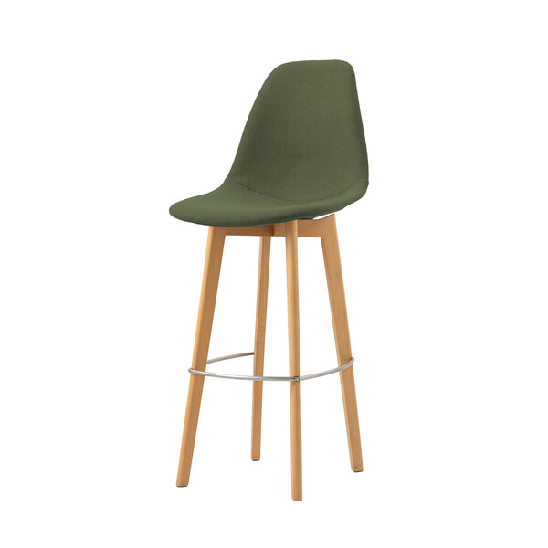Veba Keeve - Barstoel met stapelbaar frame - Gestoffeerde zitting | Hout/Groen | 47x53x119(H)cm | 506F159552