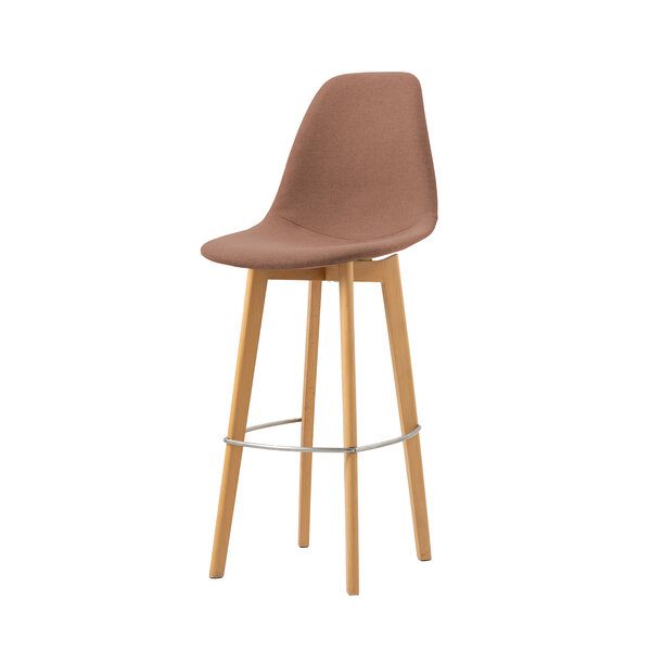 Veba Keeve - Barstoel met stapelbaar frame - Gestoffeerde zitting | Hout/Bruin-Rood | 47x53x119(H)cm | 506F159582