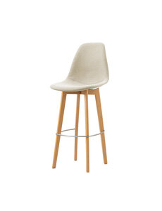 Veba Keeve - Barstoel met stapelbaar frame - Gestoffeerde zitting | Hout/Beige | 47x53x119(H)cm | 506F159592