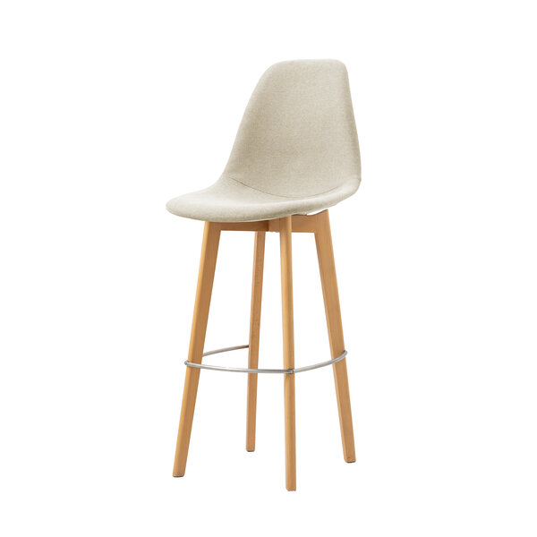 Veba Keeve - Barstoel met stapelbaar frame - Gestoffeerde zitting | Hout/Beige | 47x53x119(H)cm | 506F159592