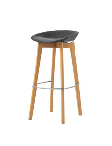 Veba Keeve - Barkruk lage kuip met stapelbaar frame - Gestoffeerde zitting | Hout/Donker grijs | 44.5x46x90(H)cm | 506F159533