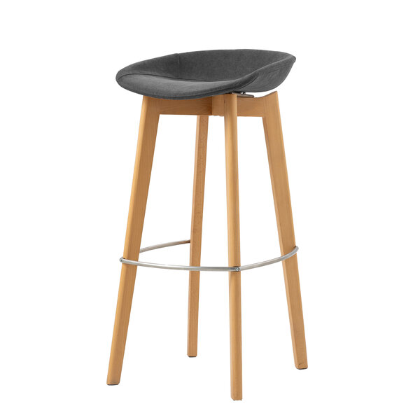 Veba Keeve - Barkruk lage kuip met stapelbaar frame - Gestoffeerde zitting | Hout/Donker grijs | 44.5x46x90(H)cm | 506F159533