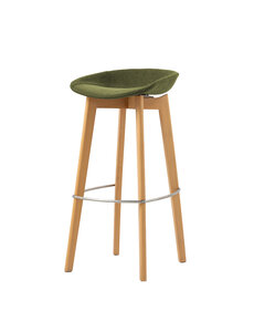 Veba Keeve - Barkruk lage kuip met stapelbaar frame - Gestoffeerde zitting | Hout/Groen | 44.5x46x90(H)cm | 506F159553