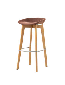 Veba Keeve - Barkruk lage kuip met stapelbaar frame - Gestoffeerde zitting | Hout/Bruin-Rood | 44.5x46x90(H)cm | 506F159583