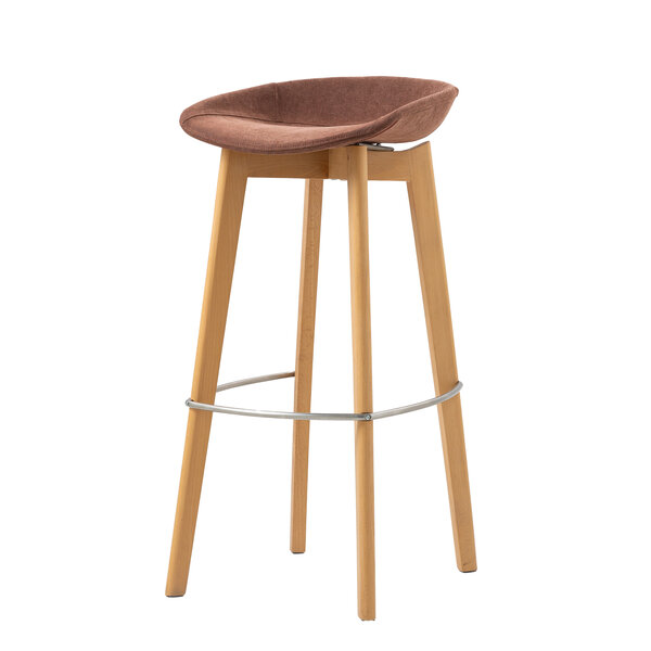 Veba Keeve - Barkruk lage kuip met stapelbaar frame - Gestoffeerde zitting | Hout/Bruin-Rood | 44.5x46x90(H)cm | 506F159583