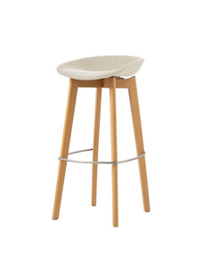 Veba Keeve - Barkruk lage kuip met stapelbaar frame - Gestoffeerde zitting | Hout/Beige | 44.5x46x90(H)cm | 506F159593