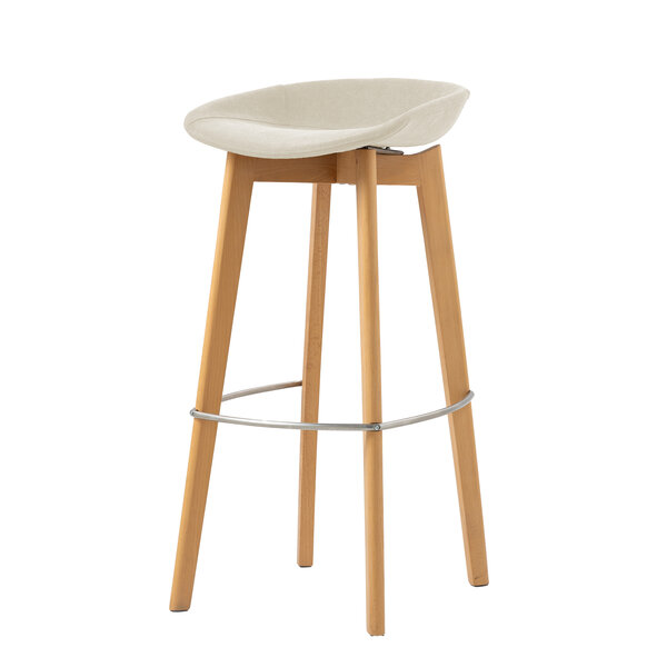 Veba Keeve - Barkruk lage kuip met stapelbaar frame - Gestoffeerde zitting | Hout/Beige | 44.5x46x90(H)cm | 506F159593