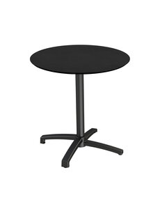 Veba X Cross - Terrastafel met zwart onderstel + Zwart HPL Tafelblad Ø70 cm | Zwart + Zwart | 70x70x74(H)cm | 110031070