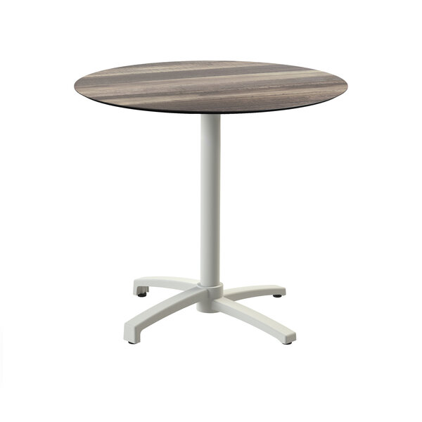 Veba X Cross - Terrastafel met zand onderstel + Tropical Hout HPL Tafelblad Ø70 cm | Zand + Tropical Hout | 70x70x74(H)cm | 110091270