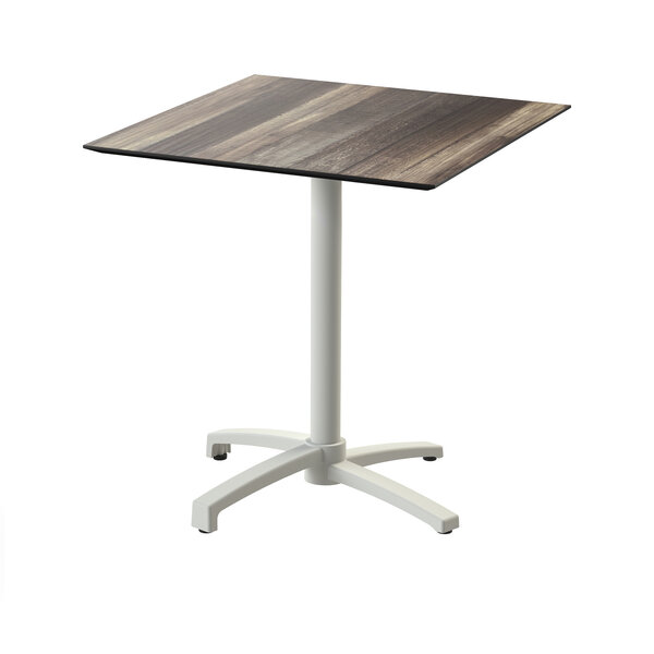 Veba X Cross - Terrastafel met zand onderstel + Tropical Hout HPL Tafelblad 70x70 cm | Zand + Tropical Hout | 70x70x74(H)cm | 110091277