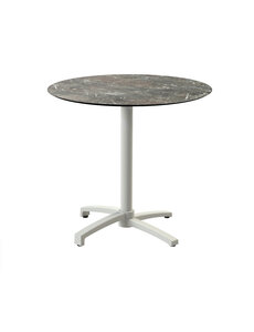 Veba X Cross - Terrastafel met zand onderstel + Galaxy Marble HPL Tafelblad Ø70 cm | Zand + Galaxy Marble | 70x70x74(H)cm | 110091570