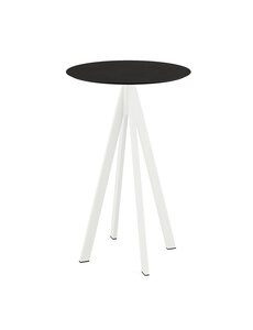 Veba Infinity - Bartafel met wit onderstel + Zwart HPL Tafelblad Ø70 cm | Wit + Zwart | 70x70x109.2(H)cm | 120051070