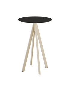 Veba Infinity - Bartafel met zand onderstel + Zwart HPL Tafelblad Ø70 cm | Zand + Zwart | 70x70x109.2(H)cm | 120061070
