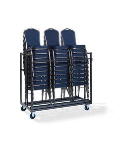 Veba Trolley Stack chairs - voor tot wel 30 stapelstoelen | Hammerite Silver | 151x76x120(H)cm | T91600