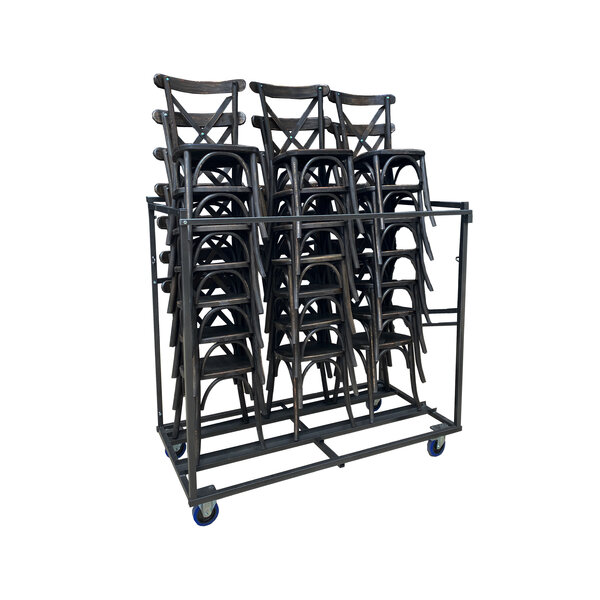 Veba Trolley Crossback/Napoleon/Tiffany - voor maximaal 27 stoelen | Hammerite Silver | 160x83x149(H)cm | T91900