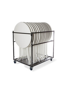  Trolley voor 6 - 15 statafels  | Hammerite Silver | 4 wielen  waaronder 2 zwenkwielen met rem