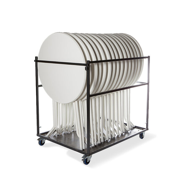 Trolley voor 6 - 15 statafels  | Hammerite Silver | 4 wielen  waaronder 2 zwenkwielen met rem