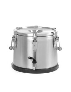 Hendi Geïsoleerde draagbare container – met kraan | HENDI | Profi Line | 15L | Zilver | ⌀330x(H)280mm