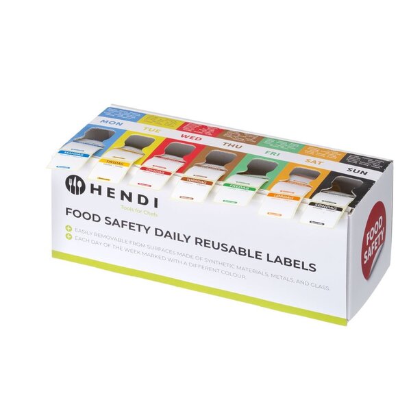 Hendi Set voedselveiligheidsstickers | multifunctioneel | eenvoudig verwijderbaar | met een dispenser | HENDI | 240x80x(H)100mm