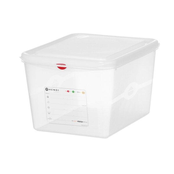 Hendi GN 1/2 container | polypropyleen | HENDI | 12,5L | Transparant | 325x265x(H)200mm | Rechthoekig