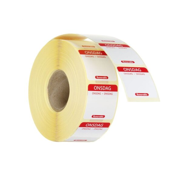 Hendi Voedselveiligheidsstickers | multifunctioneel | eenvoudig verwijderbaar | HENDI | Woensdag | Rood | 1000 st. | 25x25mm